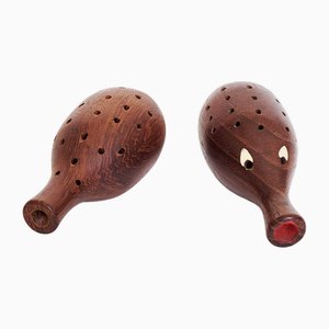 Mid-Century Danish Teak Hedgehog Toothpick, 1950s, Set of 2