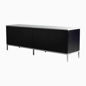 Minimalist Sideboard in Black Wood and White Marble by Florence Knoll for Knoll Inc. / Knoll International, 1970s