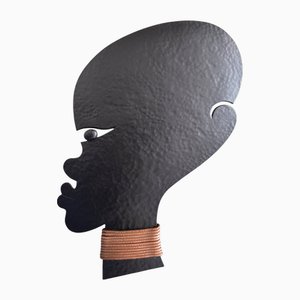 Mid-Century Wandmaske aus Metall im Stil von Hagenauer, Wien, Österreich, 1950er