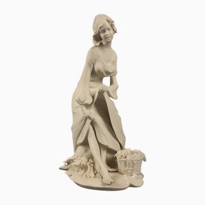 Vintage Biscuit Porcelain Sculpture of Woman by G. Barbetta for Capodimonte, 1950s-1970s