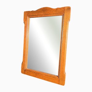 Specchio da parete Mid-Century con cornice rustica in legno, anni '60