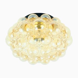 Large Mid-Century Modern Amber Bubble Glass Flush Mount by Helena Tynell for Limburg, Germany, 1970s