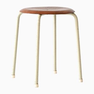 Tabouret Scandinave en Métal et Teck, 1960s