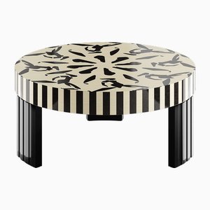 Nice Center Table in Wood Black and White Print by Hommés Studio