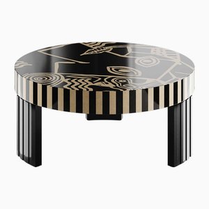 Centre de Table Malaga en Bois Imprimé Noir et Blanc par Hommés Studio