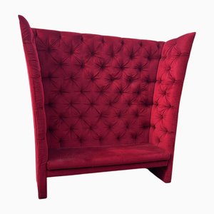 High Back Sofa in Bordeaux Velvet, 1980s
