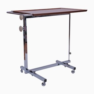 Rollable Folding Side Table in Chrome and Wood from Bremshey Variett, 1970s