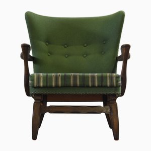 Mid-Century Dark Stained Oak Lounge Chair in the style of Viggo Boesen, 1950s
