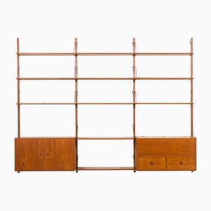 Teak 3-Bay Wall Unit with Bar Cabinet by Hansen & Guldborg for HG Furniture, Denmark, 1960s