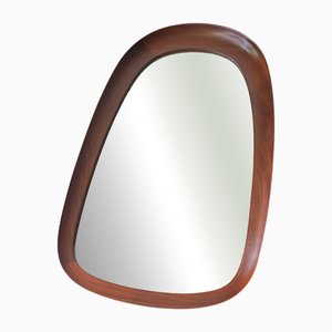 Großer Skulpturaler Wandspiegel aus Mahagoni von AB Glas & Trä Hovmantorp, Schweden 1960er