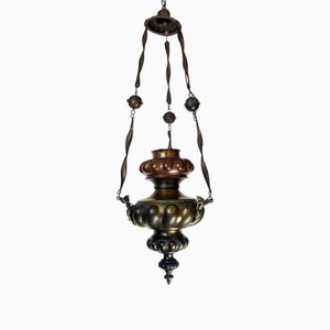 Lampada votiva in rame sbalzato, fine XIX secolo