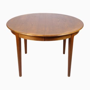 Tavolo da pranzo rotondo allungabile in teak, anni '60