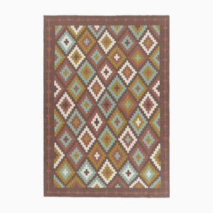 Dhurrie Rug in Brown with Diamond Patterns from Rug&Kilim