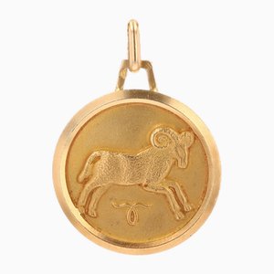 French 18 Karat Rose Gold Aries Medal Pendant, 1960s