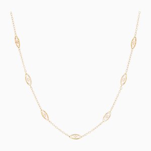 French 18 Karat Yellow Gold Filigree Links Necklace, 20th Century