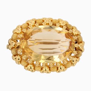 Französische Brosche aus 18 Karat Gelbgold & Citrin, 19. Jh.