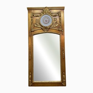 Miroir Style Trumeau en Bois Doré avec Plaque Centrale, France