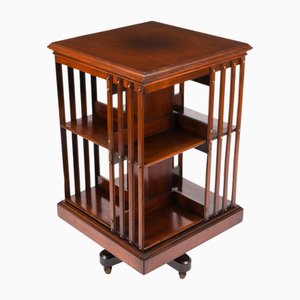 Antique English Walnut Revolving Bookcase, 1890s