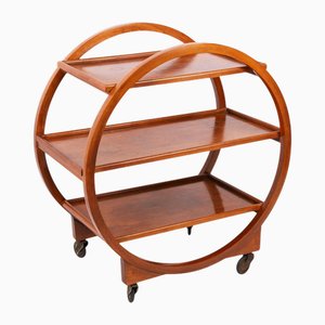 Carrito de servicio Art Déco de nogal, años 20