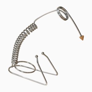 Vintage Space Age Stainless Steel Spiral Bottle Holder, Italy, 1980s