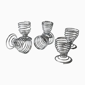 Vintage Space Age Spiral Egg Cups in Chrome Metal, Italy, 1970s, Set of 6