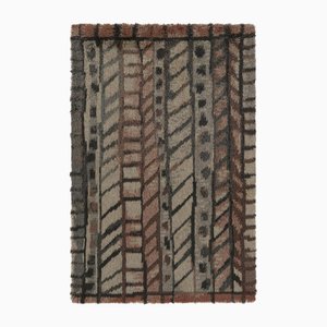 Schwedischer Vintage Rya Teppich mit geometrischem Muster in Grau