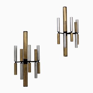 Brass and Aluminun Tube Sconces from Stilnovo, 1950s, Set of 2