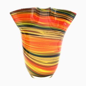 Neon-Colored Murano Fazzoletto Swirl Vase from Venini