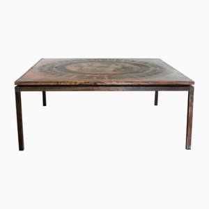 Mid-Century Modern Copper and Wood Coffee Table, 1960s