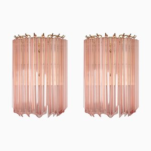 Italienische Vintage Wandlampen mit Muranoglas Rosa, 1990er, 2er Set