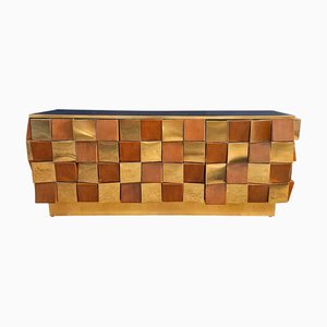 Brass and Wood Sideboard, 1980s