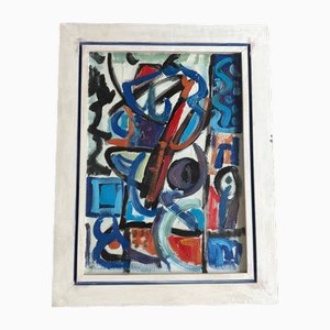 Abstract Composition, 1950s, Oil Painting, Framed