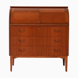 Vintage Scandinavian Inlaid Teak Secretary, 1950s