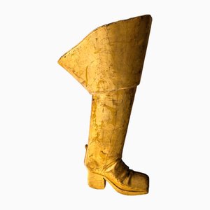 Vintage American Gold Fiberglass Boot Shop Display, 1960s