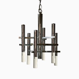 Hanging Lamp in Chromed Metal and Acrylic Glass by Gaetano Sciolari, 1970s