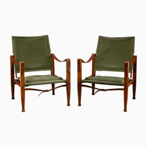 Vintage Danish Safari Chairs by Kaare Klint for Rud. Rasmussen, 1960s, Set of 2