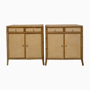 Bamboo Cabinets in Raffia, 1970s, Set of 2