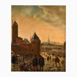 Atelier d'Herman Saftleven Il Vecchio, Paysage d'Hiver, Utrecht, 1700, Huile sur Toile