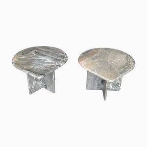 Grey Marble Teardrop Coffee Tables, 1980s, Set of 2