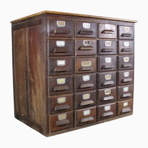 Mobile da commercio a 24 cassetti con portaetichette, anni '40