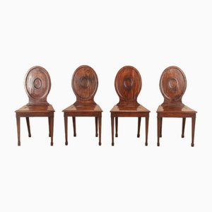 George III Mahogany Hall Chairs, 1780s, Set of 4
