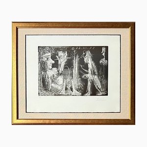 Pablo Picasso, Pittore e Modello con bocchino, 1968, Acquaforte e acquatinta