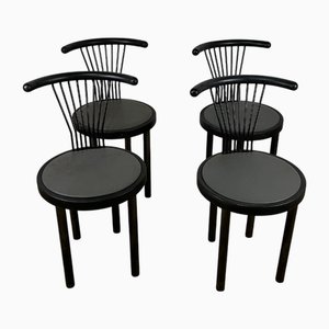 Postmodern Metal and Leather Chairs, Italy, 1980s, Set of 4