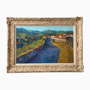 John Mackie, Entrance to Ceret, Pastel, 1993, Incorniciato