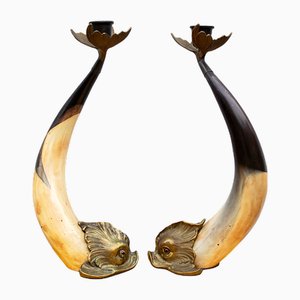 Fischförmige Kerzenhalter von Hauy Pouigo, Florence, Italien, 1970er, 2er Set