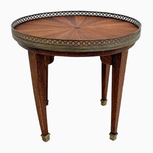 Antique Round Side Table with Brass Gallery, Early 20th Century
