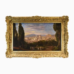 Tuscan School Artist, Landscape View of Florence, 1790, Oil on Canvas, Framed