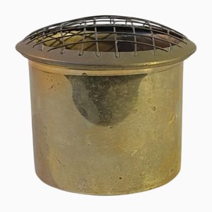 Vintage Brutalist Caged Vase or Urn in Brass, 1970s