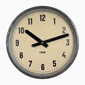 Industrial Dark Grey Factory Wall Clock from IBM, 1950s