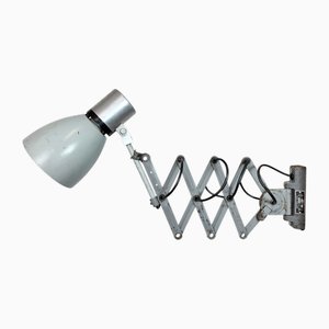 Lampada da parete industriale a forbice grigia, anni '60